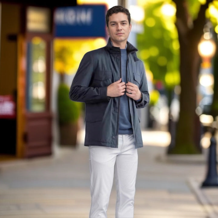Herren leichte Multifunktionsjacke mit praktischen Taschen und hohem Kragen Echoarchiv
