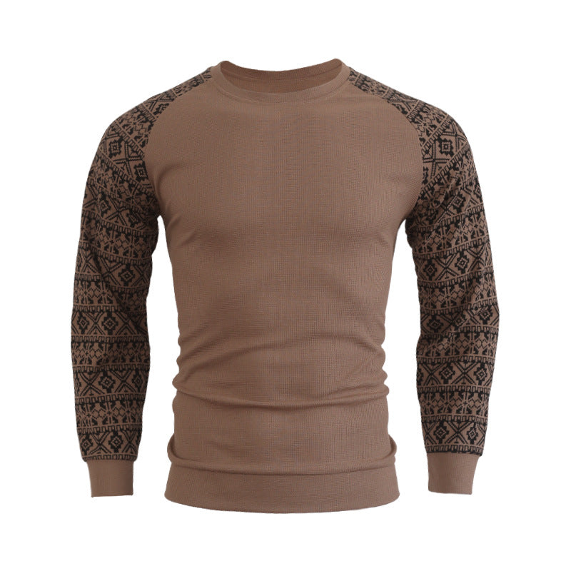 Herren modischer Langarmpullover mit grafischem Muster und Rundhalsausschnitt Echoarchiv