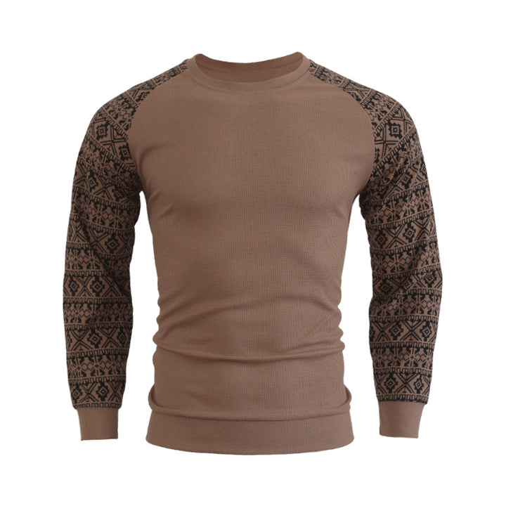 Herren modischer Langarmpullover mit grafischem Muster und Rundhalsausschnitt Echoarchiv