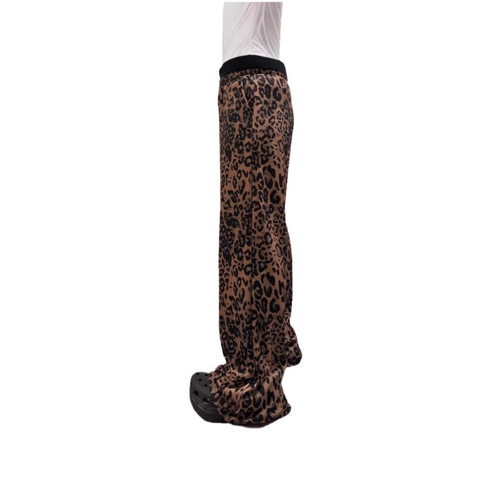 Damen Weit geschnittene Leinenhose mit Leopardenmuster Echo Archiv