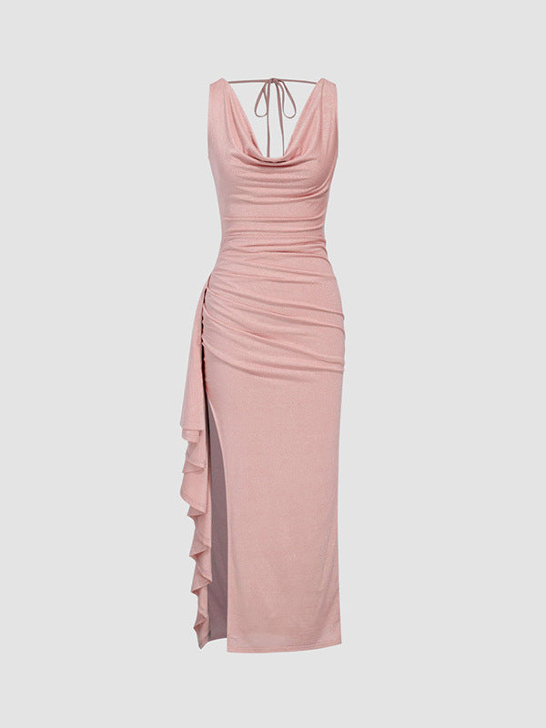 Damen figurbetontes Maxikleid mit elegantem Schnitt und aufregenden Details – Valéora