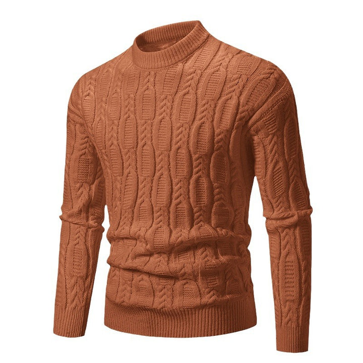 Herren Strickpullover mit modernem Zopfmuster und hohem Kragen Echoarchiv