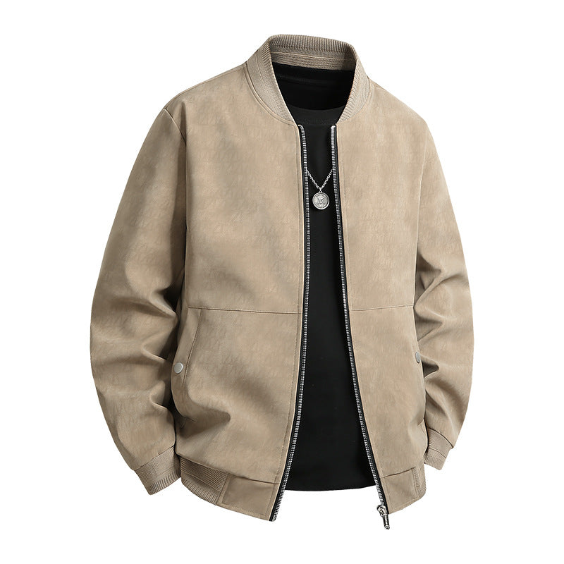 Herren Veloursoptik-Bomberjacke im minimalistischen Look mit Zweiwege-Reißverschluss, Rippkragen und verdeckten Druckknöpfen Echoarchiv