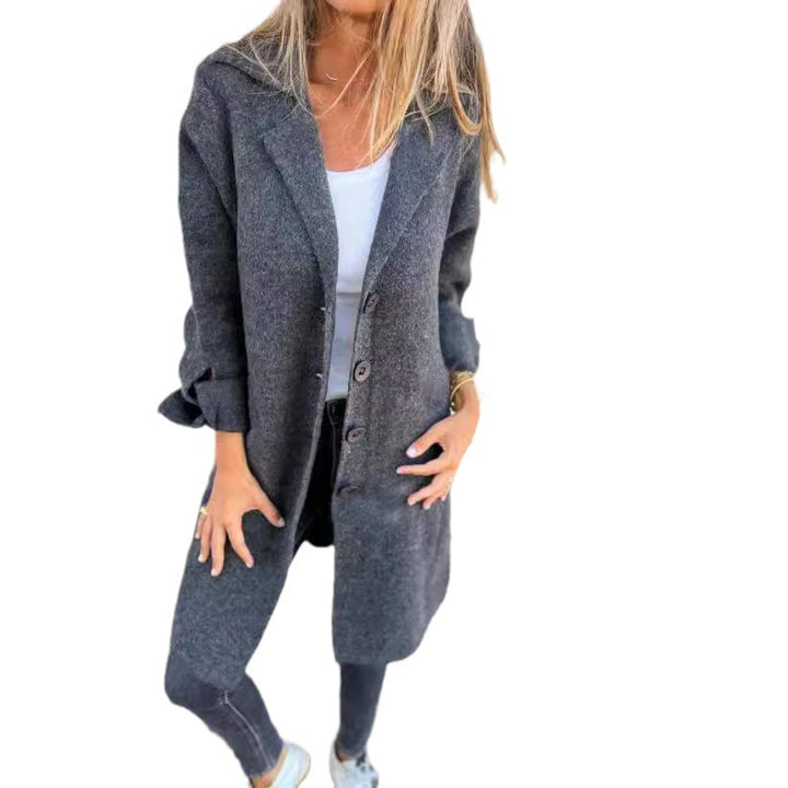 Damen nan Oversize Wollmix-Mantel mit Reverskragen aufgesetzten Taschen geknöpfter Front und umgeschlagenen Ärmeln Echo Archiv