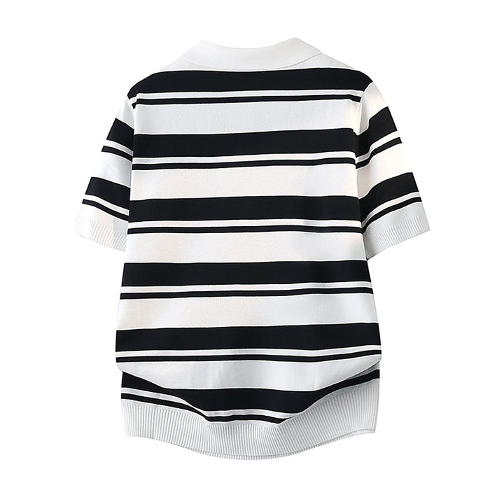 Damen Kurzarm Poloshirt mit gestreiftem Design – Avérine
