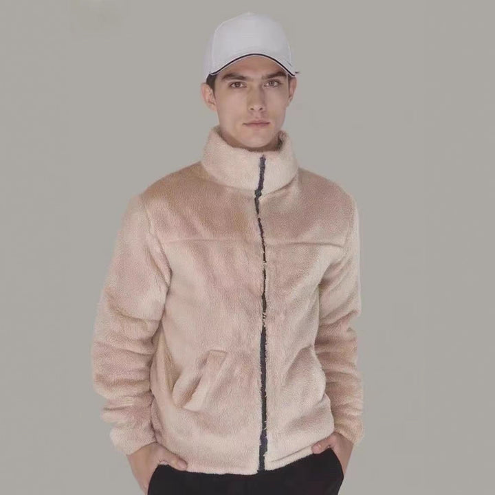 Herren Fleece-Jacke mit hohem Kragen und weichem Innenfutter Echoarchiv