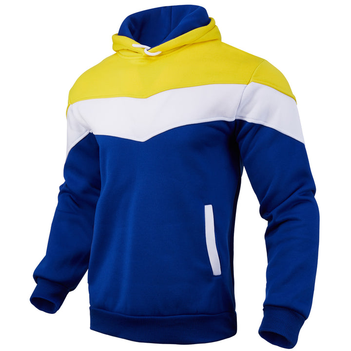 Herren Colorblock-Kapuzenpullover mit hohem Schalkragen, verdeckten Eingrifftaschen und gerippten Bündchen – Cavarno