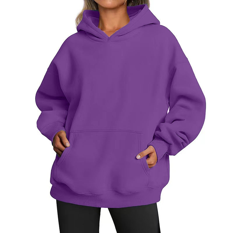 Damen nan Longline-Oversize Hoodie mit tiefer Schulter, verstärkter Kängurutasche und geripptem Saum Echo Archiv