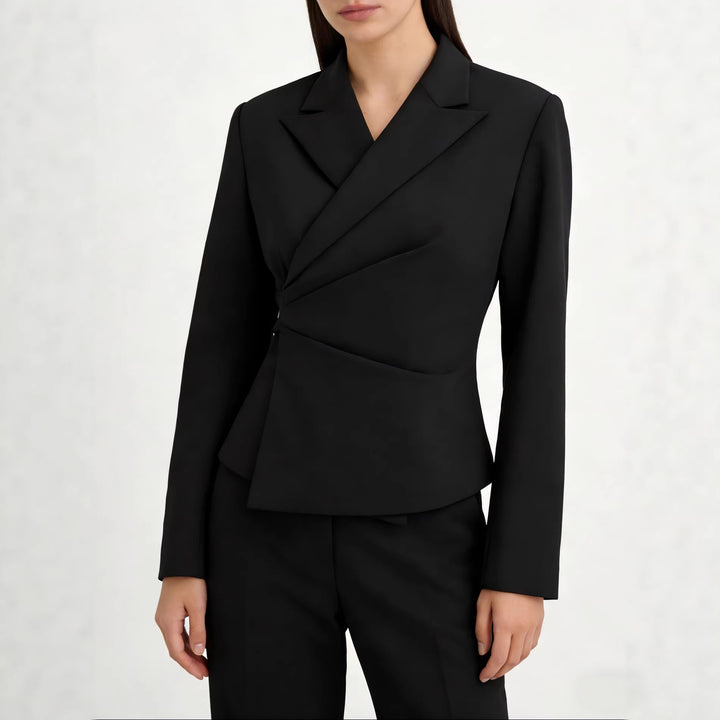 Damen Taillierter Wickel-Blazer mit drapierter Peplum-Silhouette – Valéne