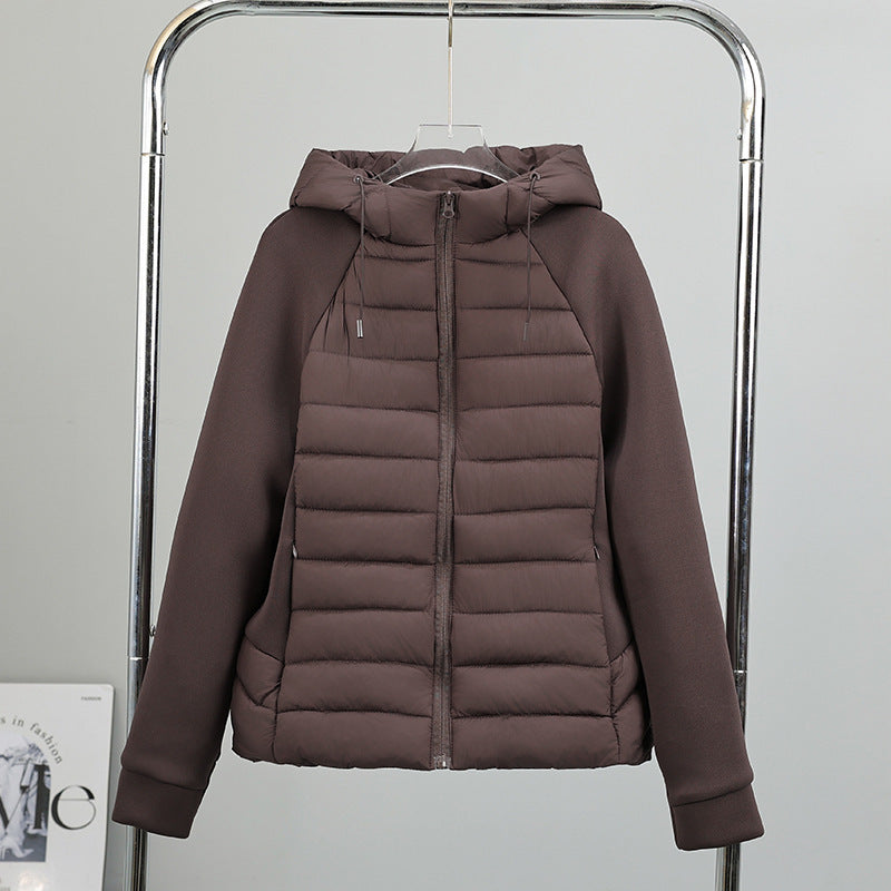 Damen Leichtgewichtige Hybrid-Pufferjacke mit Kapuze und Softshell-Ärmeln Echo Archiv