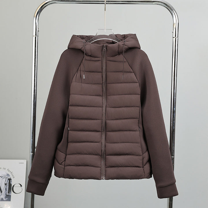 Damen Leichtgewichtige Hybrid-Pufferjacke mit Kapuze und Softshell-Ärmeln Echo Archiv