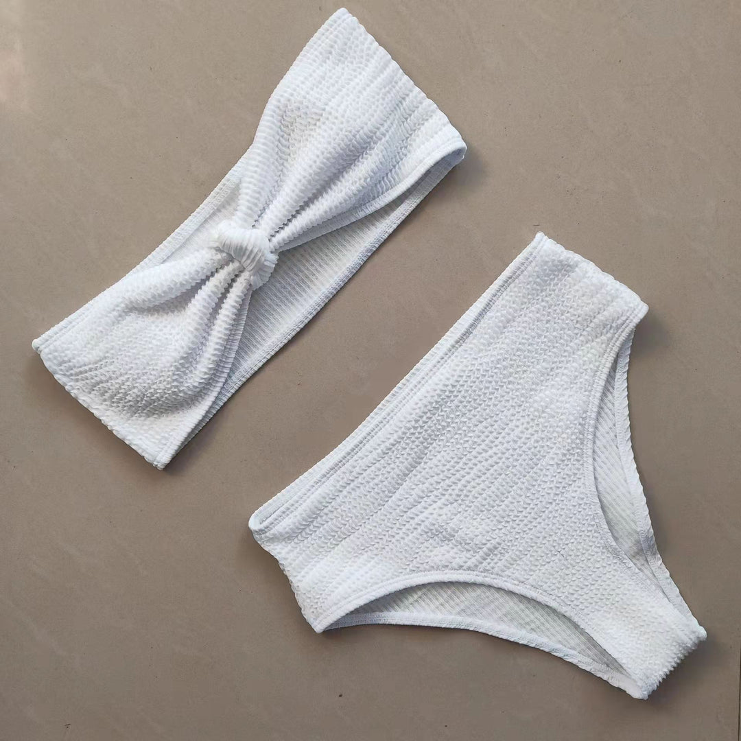Damen Bikini-Set mit strukturierter Oberfläche und modischem Knoten Echo Archiv