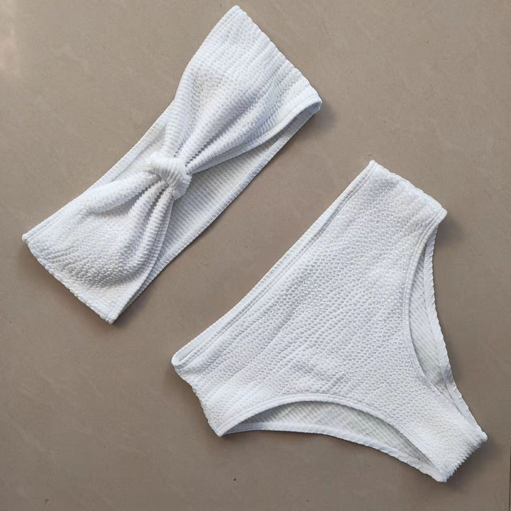 Damen Bikini-Set mit strukturierter Oberfläche und modischem Knoten Echo Archiv