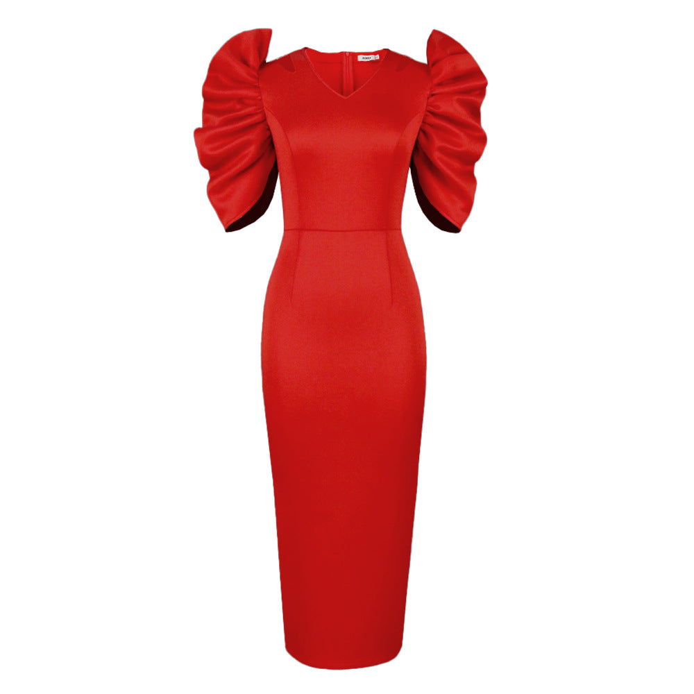 Damen Elegantes Midi-Kleid mit voluminösen Puffärmeln Echo Archiv