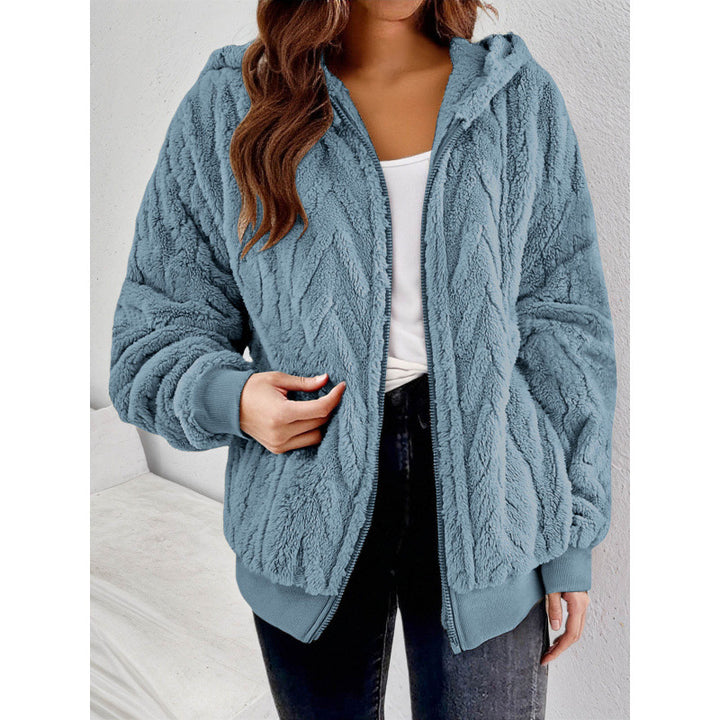 Damen Kapuzen-Teddyjacke mit Reißverschluss, weichem Plüsch und elastischem Bündchen Echo Archiv