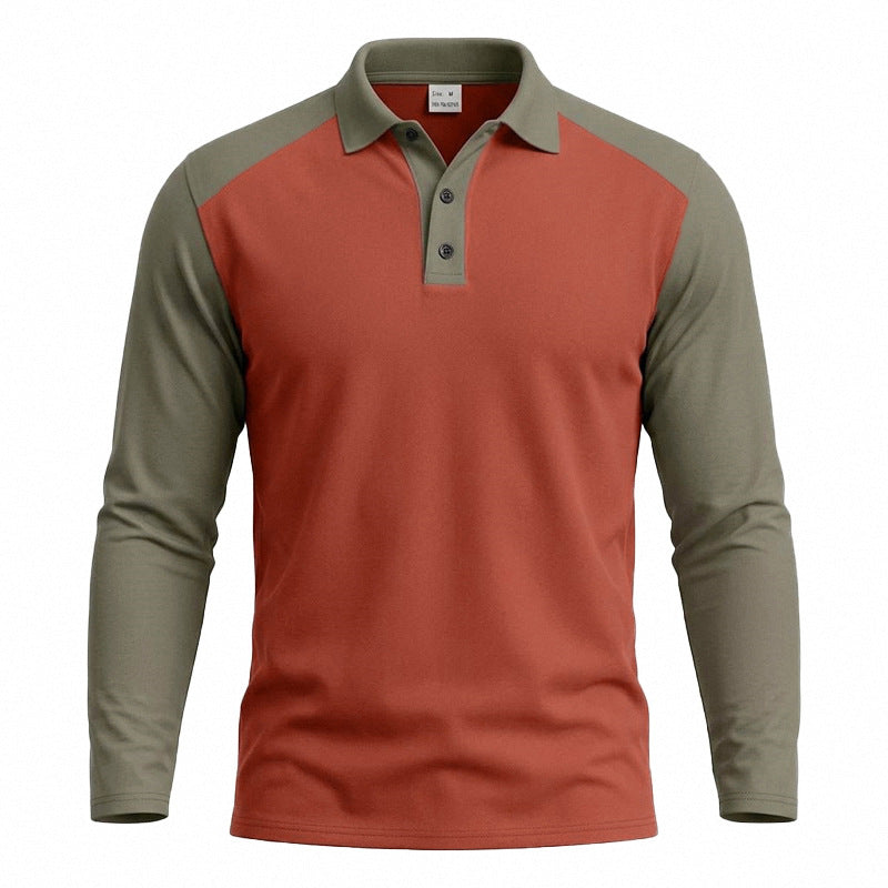 Herren nan langärmeliges Raglan-Polo aus Baumwollmix mit Knopfleiste und ergonomischem Schnitt Echo Archiv