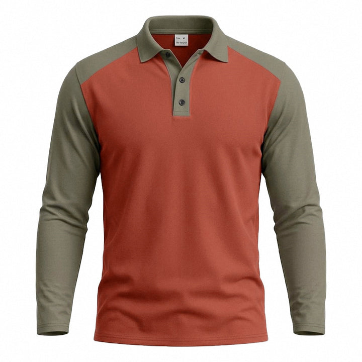 Herren nan langärmeliges Raglan-Polo aus Baumwollmix mit Knopfleiste und ergonomischem Schnitt Echo Archiv