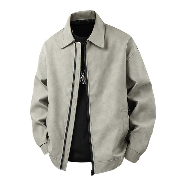 Herren sportliche Kunstlederjacke mit elastischem Bund Echoarchiv