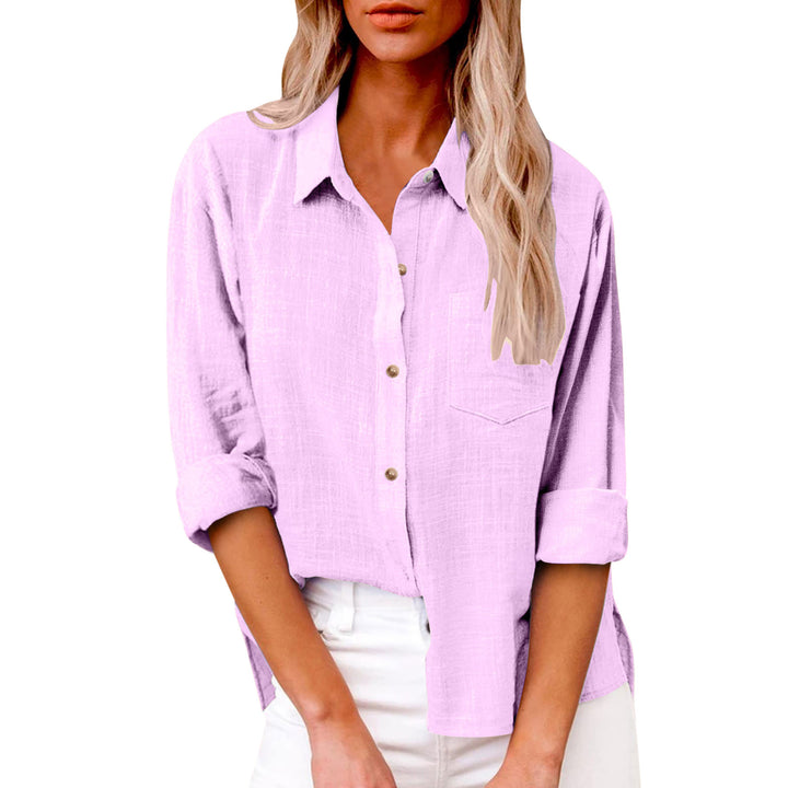 Damen nan oversized Leinen-Baumwollmix Hemdbluse mit Brusttasche und krempelbaren Ärmeln Echo Archiv