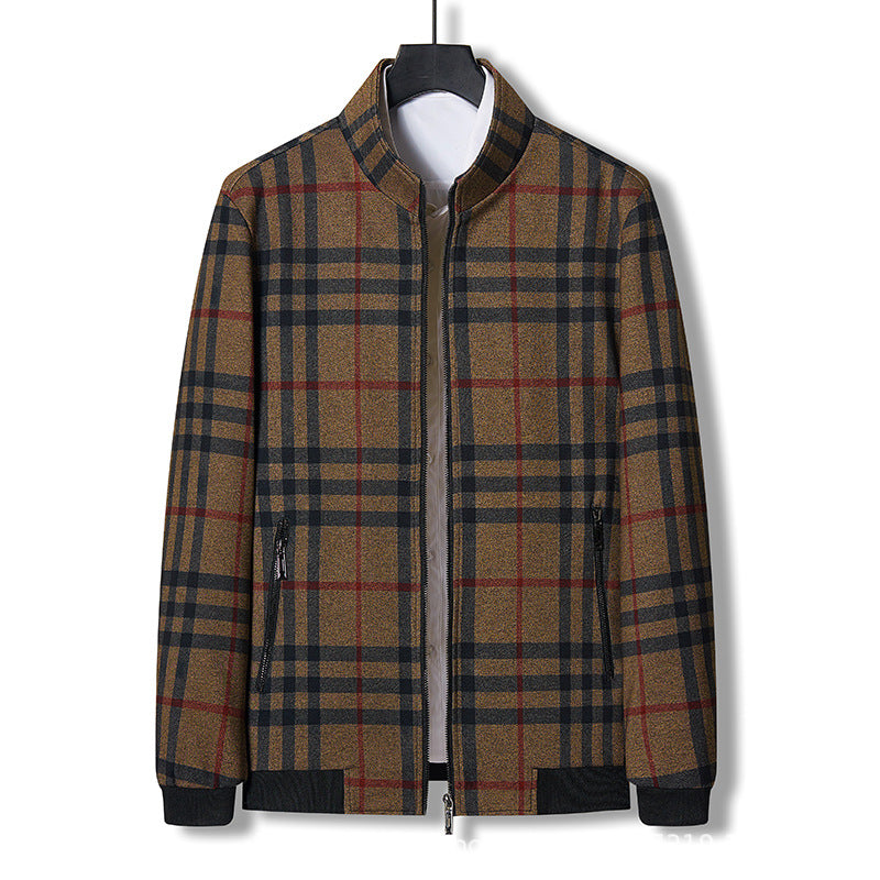 Herren modische Übergangsjacke mit kariertem Design und praktischem Reißverschluss Echoarchiv