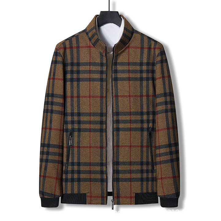 Herren modische Übergangsjacke mit kariertem Design und praktischem Reißverschluss Echoarchiv