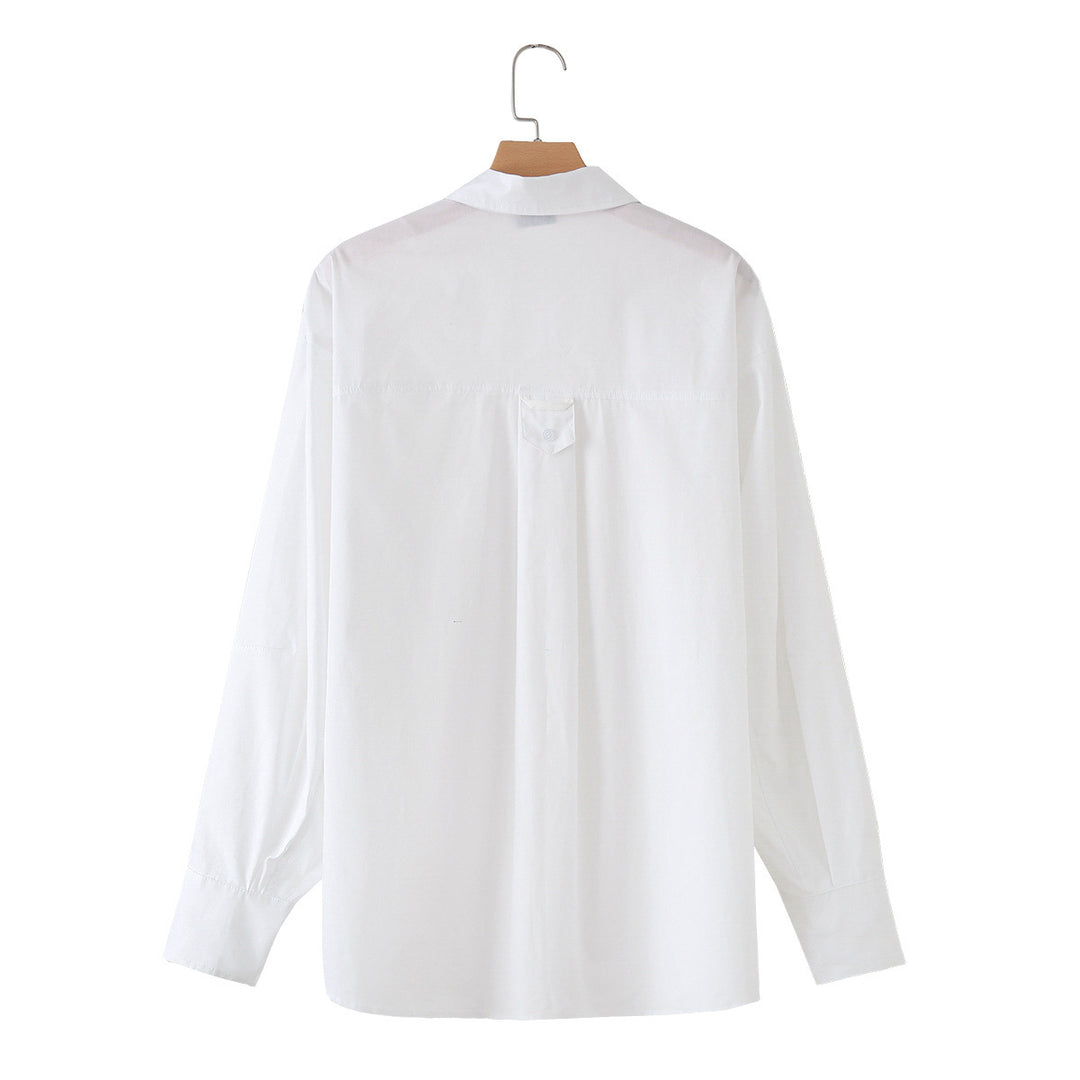 Damen Oversize-Basics-Bluse mit kastiger Silhouette, Hemdkragen und Brusttasche Echo Archiv
