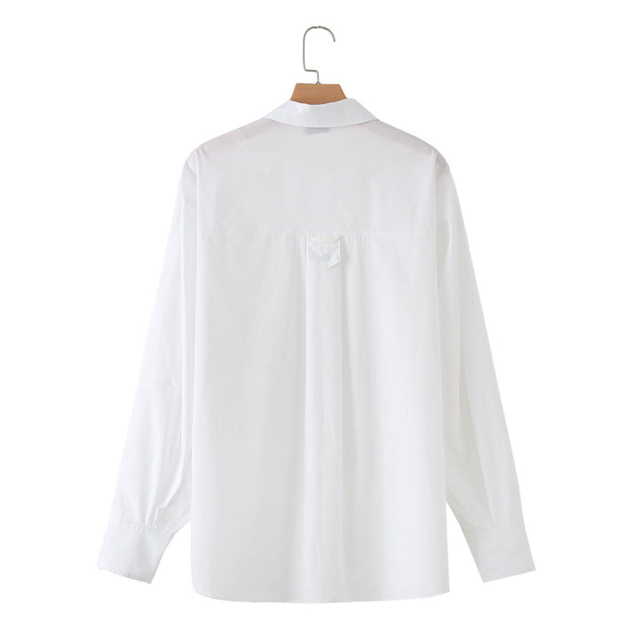 Damen Oversize-Basics-Bluse mit kastiger Silhouette, Hemdkragen und Brusttasche Echo Archiv