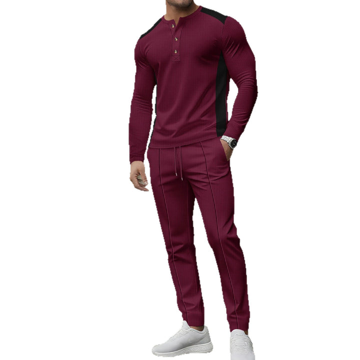 Herren sportliches Langarmshirt und Jogginghose Set mit strukturiertem Design Echoarchiv