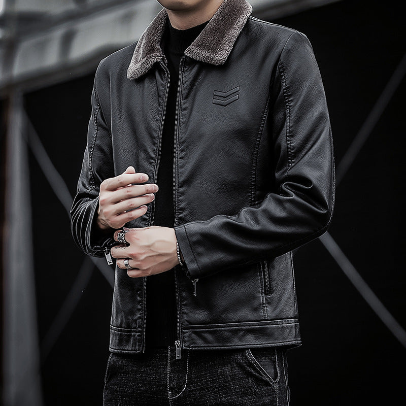 Herren Kunstlederjacke mit weichem Kragen Echo Archiv