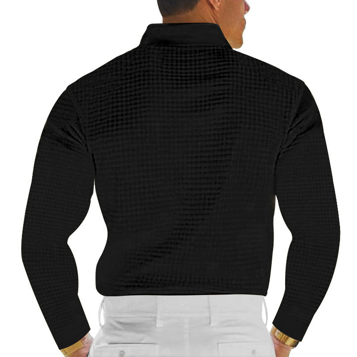 Herren Langärmliges Polohemd mit strukturiertem Design Echoarchiv