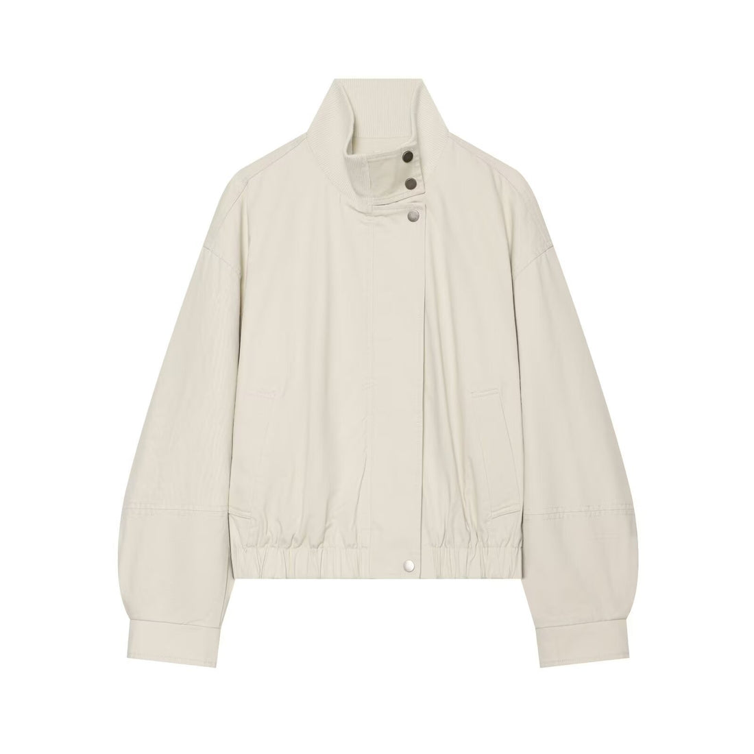 Damen Boxy Kurzblouson mit hohem Rippstehkragen und Tunnelzugsaum Echo Archiv
