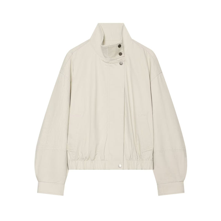 Damen Boxy Kurzblouson mit hohem Rippstehkragen und Tunnelzugsaum Echo Archiv