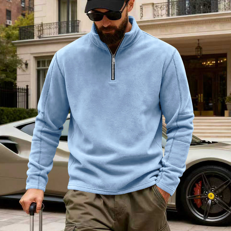Herren nan leichter Fleece-Pullover mit halbem Reißverschluss und Stehkragen Echo Archiv