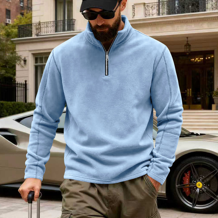 Herren nan leichter Fleece-Pullover mit halbem Reißverschluss und Stehkragen Echo Archiv