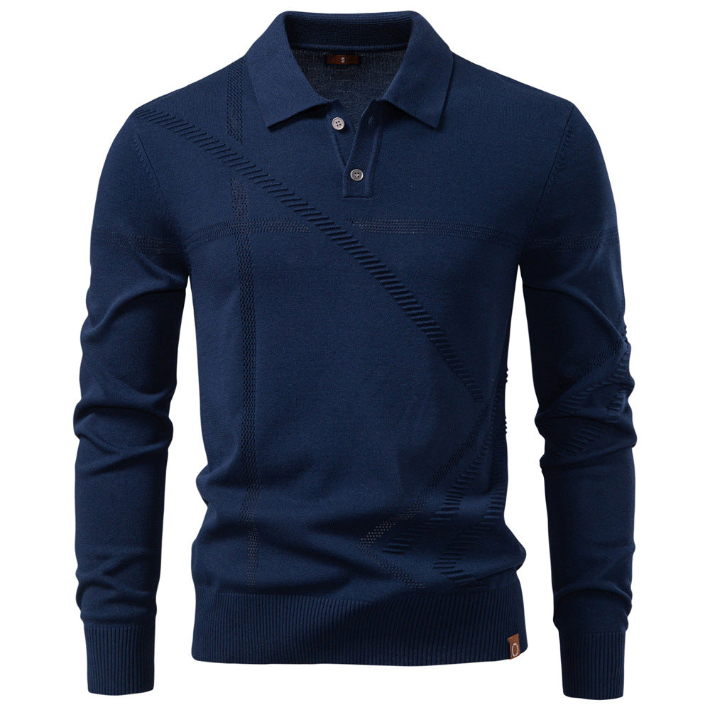 Herren Langarm Poloshirt mit modernem Strukturdesign Echoarchiv