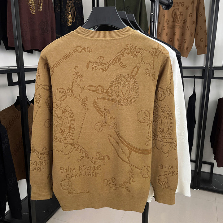 Herren hochwertiger Strickpullover mit 3D-Logo-Dessin Echoarchiv