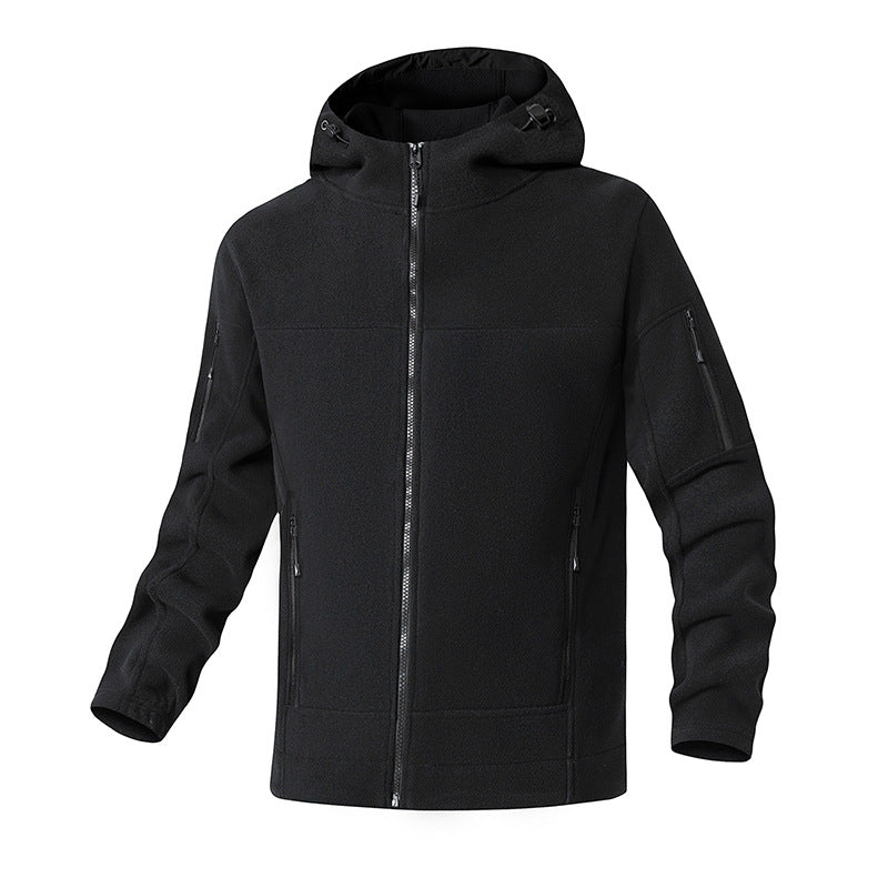 Herren technische Fleecejacke mit verstellbarer Kapuze und mehreren Reißverschlusstaschen Echoarchiv