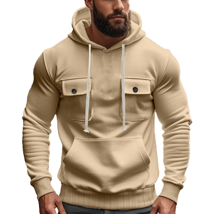 Herren modischer Hoodie mit aufgesetzten Taschen und kontrastierenden Kordeln Echoarchiv