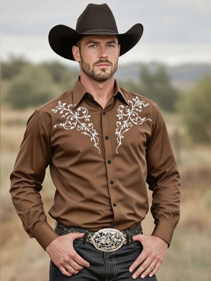 Herren Langarmhemd mit floralem Design und modernem Schnitt Echoarchiv