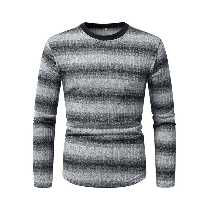 Herren Slim-Fit Feinstrick-Pullover mit horizontalem Farbverlauf und geripptem Strukturmix Echo Archiv