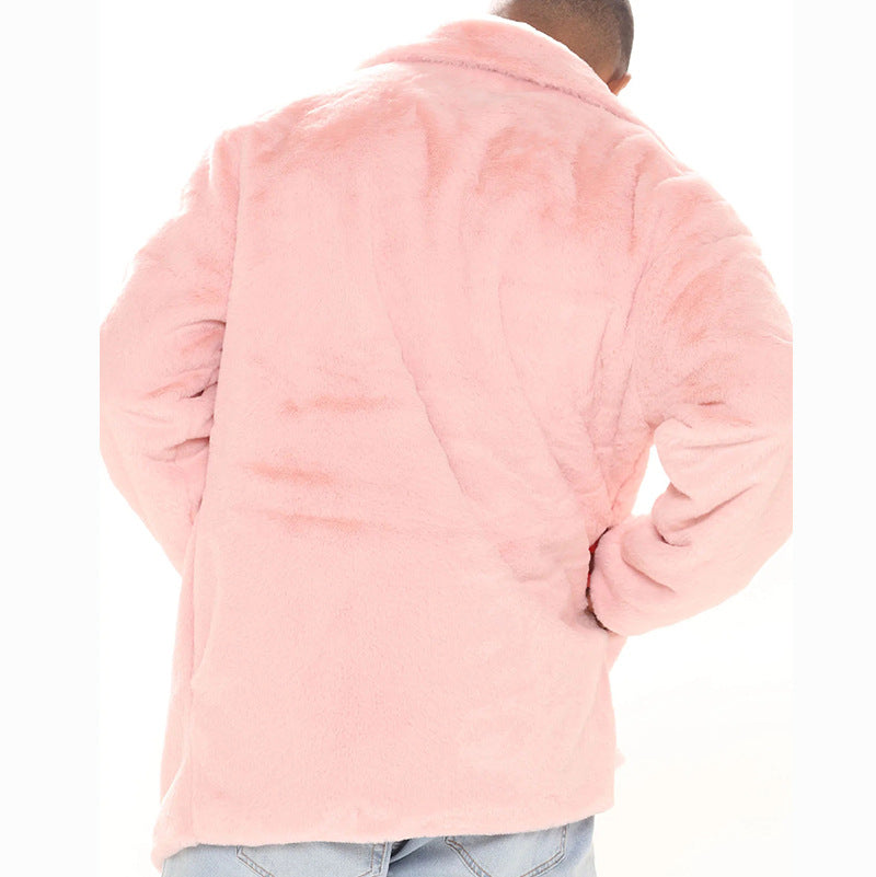 Herren kuschelige Teddy-Fleecejacke mit Hohem Kragen und Praktischen Taschen Echoarchiv