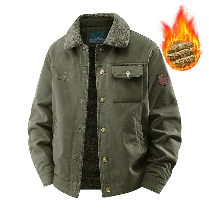 Herren nan gefütterte Canvas-Jacke mit Sherpa-Kragen, wärmendem Teddyfutter und funktionalen Brusttaschen Echo Archiv