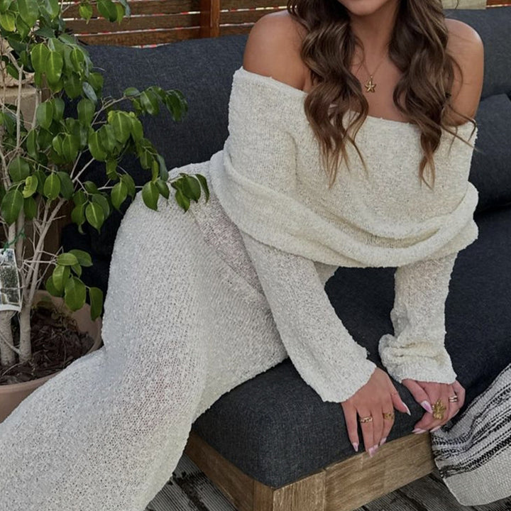 Damen Off-Shoulder Maxikleid mit langem Arm und elegantem Stoff Echo Archiv