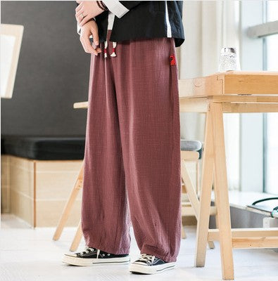 Herren Lässige weite Hose aus atmungsaktivem Stoff mit elastischem Bund und seitlichen Taschen Echoarchiv