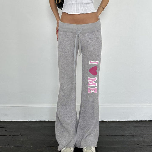 Damen nan weiche Flared-Jogginghose mit Kordelzug, Eingrifftaschen und auffälligem Love-Print Echo Archiv