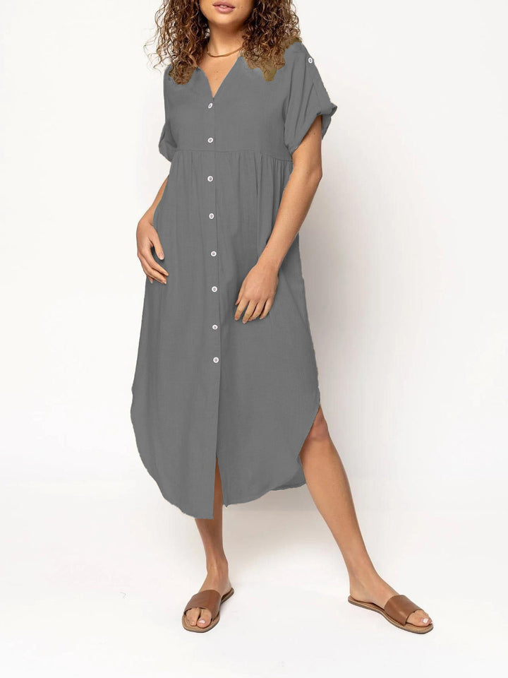 Damen Hemdkleid mit bodenlangem Schnitt und Knopfdetails Echo Archiv