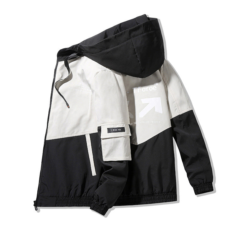 Herren Colorblock Kapuzen-Utility-Jacke mit Printdetails und taktischen Taschen Echo Archiv