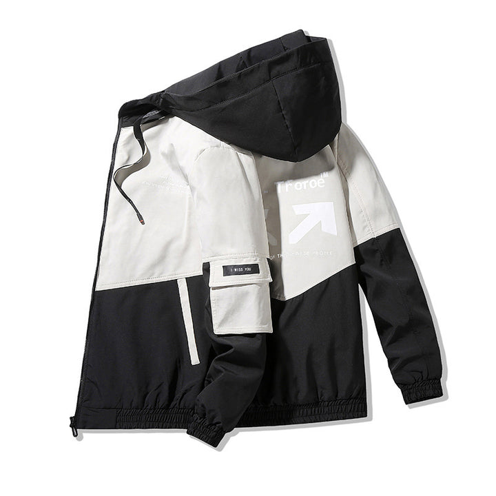 Herren Colorblock Kapuzen-Utility-Jacke mit Printdetails und taktischen Taschen Echo Archiv