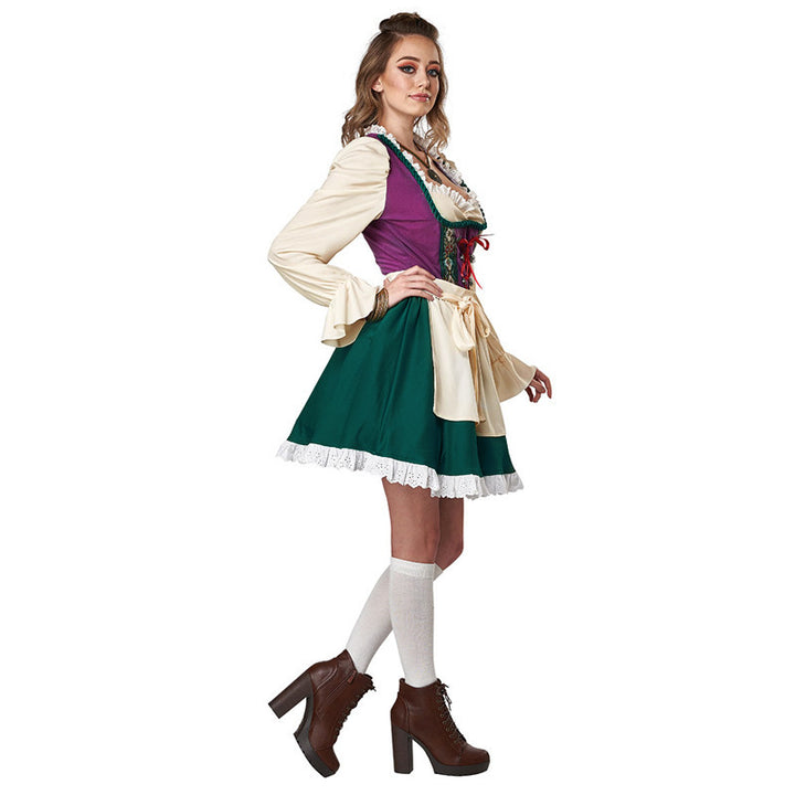 Damen nan traditionelles Dirndlkleid mit Schürze, geschnürter Corsage und Volantärmel Echo Archiv