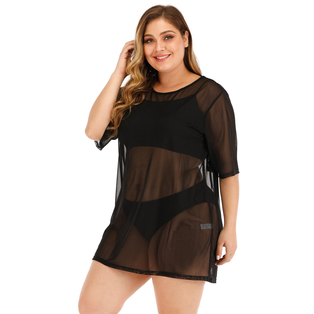 Damen leichter transparenten Strandüberwurf mit voluminösen Ärmeln Echo Archiv